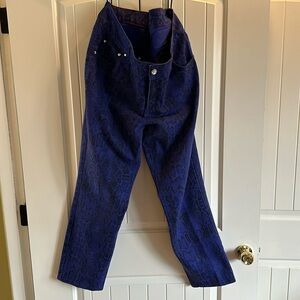Lane Bryant size 18 purple denim w/ black snake skin print straight leg